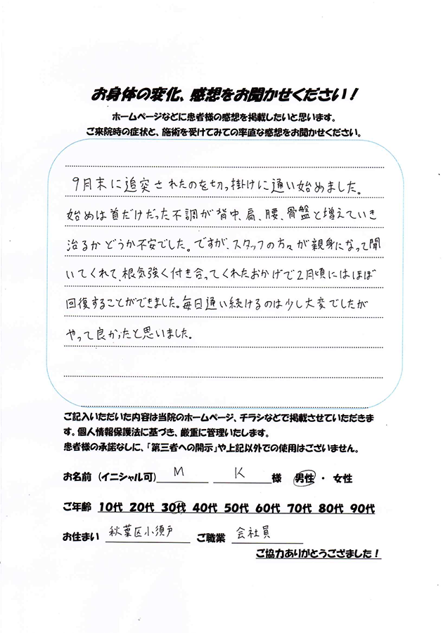 アンケート用紙